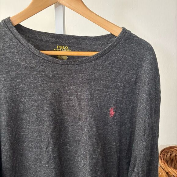 Polo by Ralph Lauren Black Long Sleeve Tee men’s XXL red pony logo - Picture 2 of 4